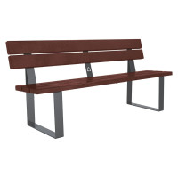 PROCITY SITZBANK RIGA AUS STAHL & RECYCLING-KUNSTSTOFF MIT RÜCKENLEHNE: Sitzfläche aus Recycling-Kunststoff (Procity Grau), Gestel aus Stahl (Procity Grau)
