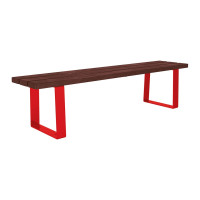 PROCITY steel & recycled plastic bench RIGA without backrest: Seat made of recycled plastic (traffic red), steel frame (traffic red) with backrest.