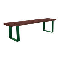 Procity bench Riga without backrest made of steel & recycled plastic with backrest: seating surface made of recycled plastic (moss green), frame made of steel (moss green).