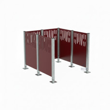 Trash Bins Privacy Screen Venice in Steel – Complete Set (1500x1500 mm, Purplish Red)
