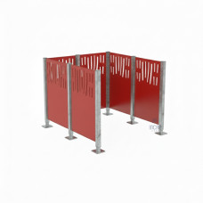 Waste Bin Screen Venice in Steel - Complete Set (1500x1500 mm, Traffic Red)
