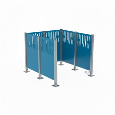 Waste Bin Privacy Screen Venice Steel - Complete Set (1500x1500 mm, Gentian Blue)