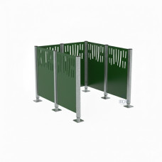Garbage Bins Privacy Screen Venice in Steel – Complete Set (1500x1500 mm, Moss Green)