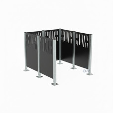 Garbage Bins Screen Venedig  in Steel - Complete Set (1500x1500 mm, Deep Black)