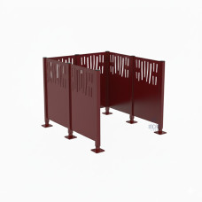 Trash Bins Privacy Screen Venice in Steel – Complete Set (1500x1500 mm, Purplish Red)