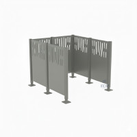 Garbage Bin Screen Venice in Steel – Complete Set (1500x1500 mm, Silk Grey)