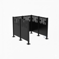 Garbage Bins Screen Venedig  in Steel - Complete Set (1500x1500 mm, Deep Black)
