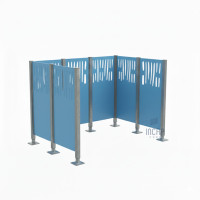 Mülltonnen Sichtschutz Venedig  aus Stahl – Komplettset (1500x2225 mm, Enzianblau)