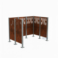 Mülltonnen Sichtschutz Venedig  aus Stahl – Komplettset (1500x2225 mm, Rost Corten-Effekt)