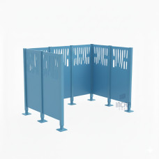 Garbage Bins Privacy Screen Venice with Steel – Complete Set (1500x2225 mm, Gentian Blue)