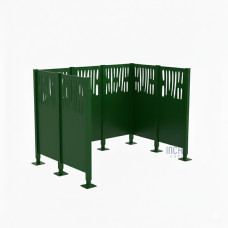Garbage Bin Privacy Screen Venice Made of Steel – Complete Set (1500x2225 mm, Moss Green)