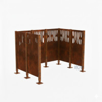 Garbage Bins Privacy Screen Venice Steel - Complete Set (1500x2225 mm, Rust Corten Effect)