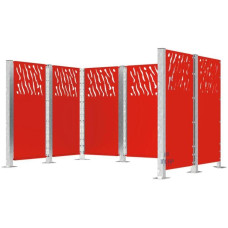 Garbage Bins Privacy Screen Venice Made of Steel – Complete Set (1500x2960 mm, Traffic Red)