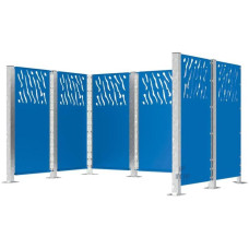 Garbage Bins Privacy Screen Venice from Steel – Complete Set (1500x2960 mm, Gentian Blue)