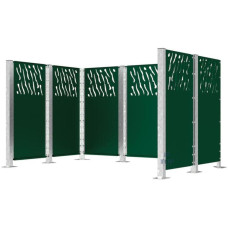 Garbage Bins Privacy Screen Venice made of Steel – Complete Set (1500x2960 mm, Moss Green)