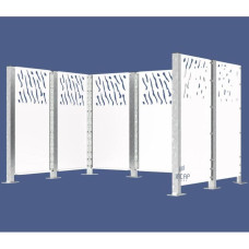 Garbage Bins Privacy Screen Venice Steel - Complete Set (1500x2960 mm, Pure White)