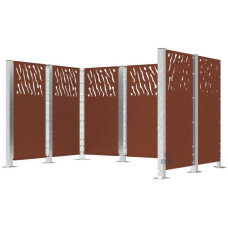 Garbage Bins Privacy Screen Venice Steel - Complete Set (1500x2960 mm, Rust Corten Effect)