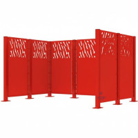 Garbage Bins Privacy Screen Venice Made of Steel – Complete Set (1500x2960 mm, Traffic Red)