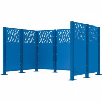 Mülltonnen Sichtschutz Venedig  aus Stahl – Komplettset (1500x2960 mm, Enzianblau)