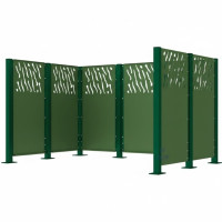 Garbage Bins Privacy Screen Venice made of Steel – Complete Set (1500x2960 mm, Moss Green)
