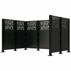 Garbage Bins Privacy Screen Venice from Steel – Complete Set (1500x2960 mm, Deep Black)
