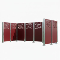 Garbage Bins Privacy Screen Venice in Steel – Complete Set (1500x3700 mm, Purple).