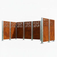 Garbage Bins Privacy Screen Venice in Steel – Complete Set (1500x3700 mm, Rust Corten Effect)