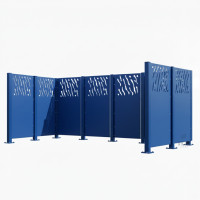 Trash Can Screen Venice from Steel – Complete Set (1500x3700 mm, Gentian Blue)