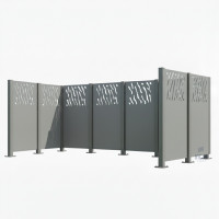 Garbage Bin Privacy Screen Venice from Steel – Complete Set (1500x3700 mm, Silk Gray)