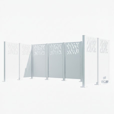 Mülltonnen Sichtschutz Venedig  aus Stahl – Komplettset (1500x3700 mm, Reinweiß)