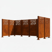 Mülltonnen Sichtschutz Venedig  aus Stahl – Komplettset (1500x3700 mm, Rost Corten-Effekt)