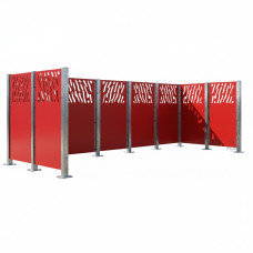 Mülltonnen Sichtschutz Venedig  aus Stahl – Komplettset (1500x4440 mm, Verkehrsrot)