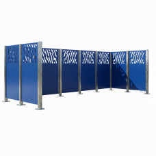 Mülltonnen Sichtschutz Venedig  aus Stahl – Komplettset (1500x4440 mm, Enzianblau)