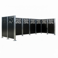Mülltonnen Sichtschutz Venedig  aus Stahl – Komplettset (1500x4440 mm, Tiefschwarz)