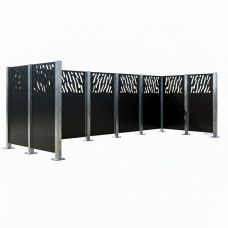 Mülltonnen Sichtschutz Venedig  aus Stahl – Komplettset (1500x4440 mm, Tiefschwarz)