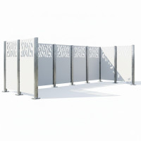 Mülltonnen Sichtschutz Venedig  aus Stahl – Komplettset (1500x4440 mm, Reinweiß)