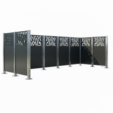 Mülltonnen Sichtschutz Venedig  aus Stahl – Komplettset (1500x4440 mm, Procity Grau)
