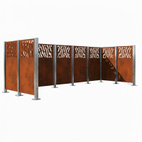 Mülltonnen Sichtschutz Venedig  aus Stahl – Komplettset (1500x4440 mm, Rost Corten-Effekt)