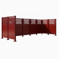 Garbage Bins Privacy Screen Venice Made of Steel – Complete Set (1500x4440 mm, Purple)