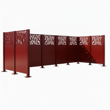 Mülltonnen Sichtschutz Venedig  aus Stahl – Komplettset (1500x4440 mm, Purpurrot)