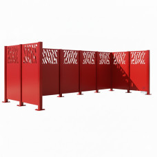 Mülltonnen Sichtschutz Venedig  aus Stahl – Komplettset (1500x4440 mm, Verkehrsrot)