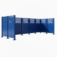 Garbage Bins Privacy Screen Venice in Steel – Complete Set (1500x4440 mm, Gentian Blue)