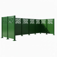 Garbage Bins Privacy Screen Venice from Steel - Complete Set (1500x4440 mm, Moss Green)