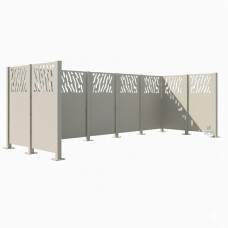 Mülltonnen Sichtschutz Venedig  aus Stahl – Komplettset (1500x4440 mm, Seidengrau)