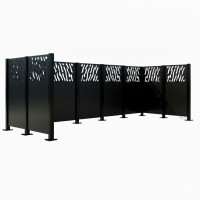 Mülltonnen Sichtschutz Venedig  aus Stahl – Komplettset (1500x4440 mm, Tiefschwarz)