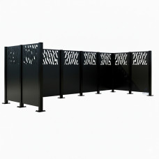Mülltonnen Sichtschutz Venedig  aus Stahl – Komplettset (1500x4440 mm, Tiefschwarz)