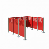 Mülltonnen Sichtschutz Venedig  aus Stahl – Komplettset (1500x2225 mm, Verkehrsrot)