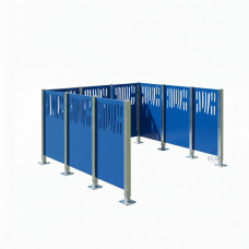 Garbage Bins Privacy Screen Venice with Steel – Complete Set (1500x2225 mm, Gentian Blue)