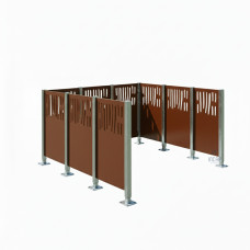 Garbage Bins Privacy Screen Venice Steel - Complete Set (1500x2225 mm, Chocolate Brown)