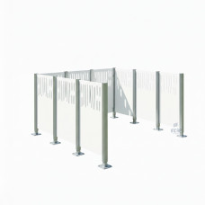 Garbage Bins Privacy Screen Venice Made of Steel – Complete Set (1500x2225 mm, Pure White)